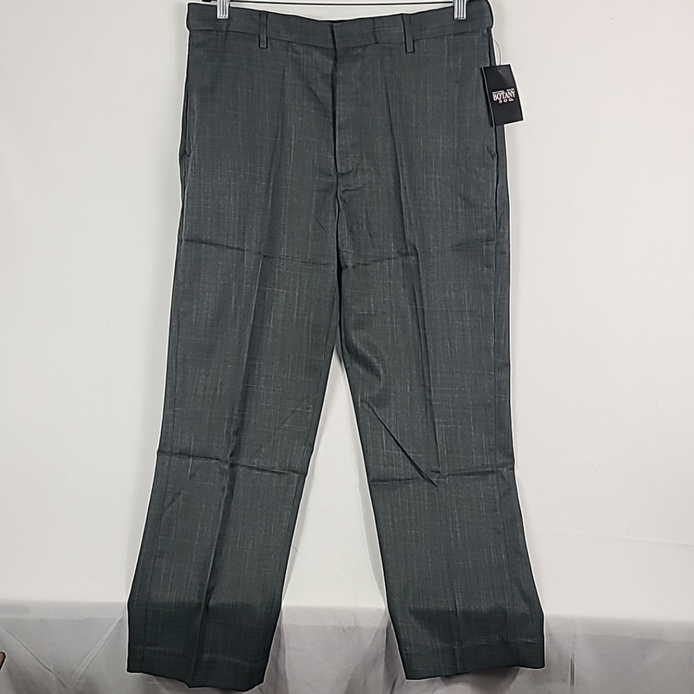 NEW Botany 500 Men's Dress Pants Grey Plaid Wrinkle Free Breathable Sz 36x29